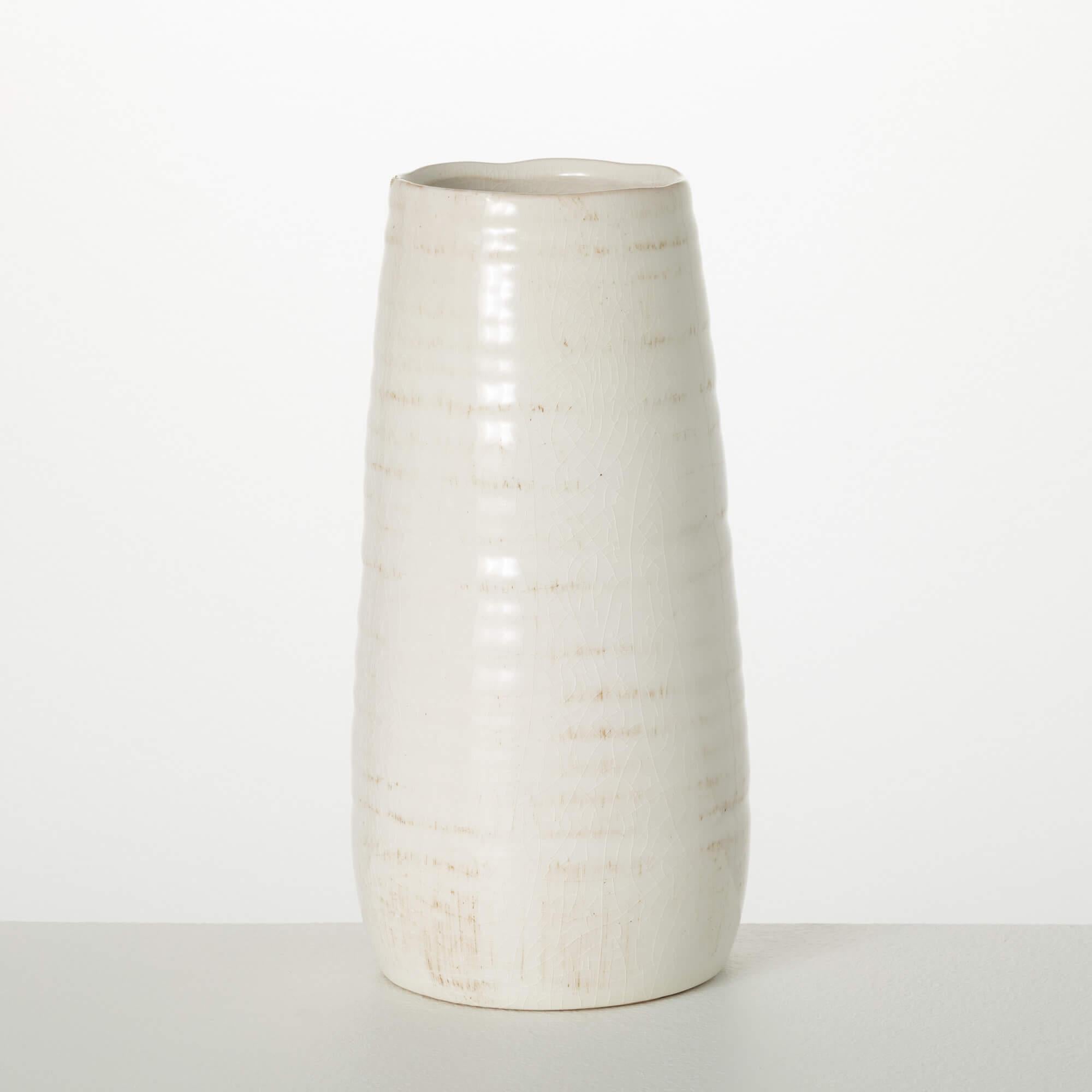 White Glossed Vase - 11.5"H