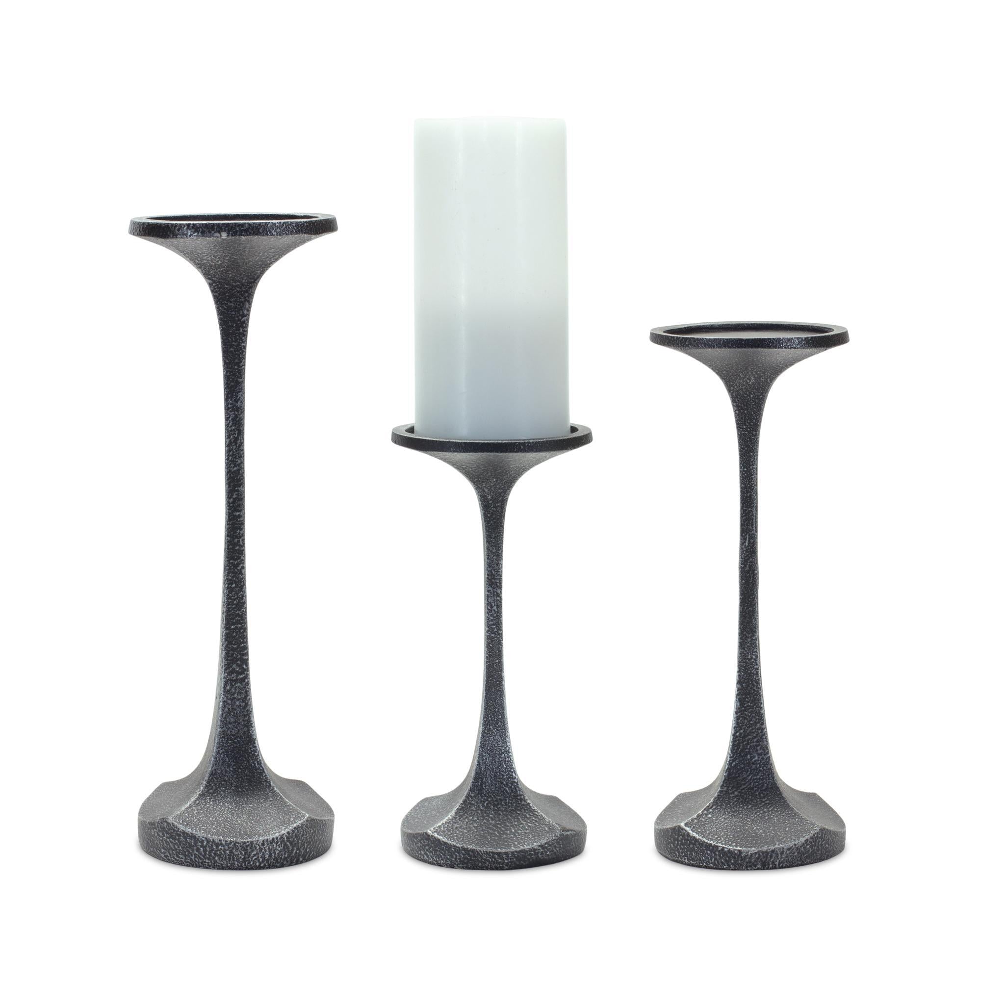 Simple Flute Black Candle Holder