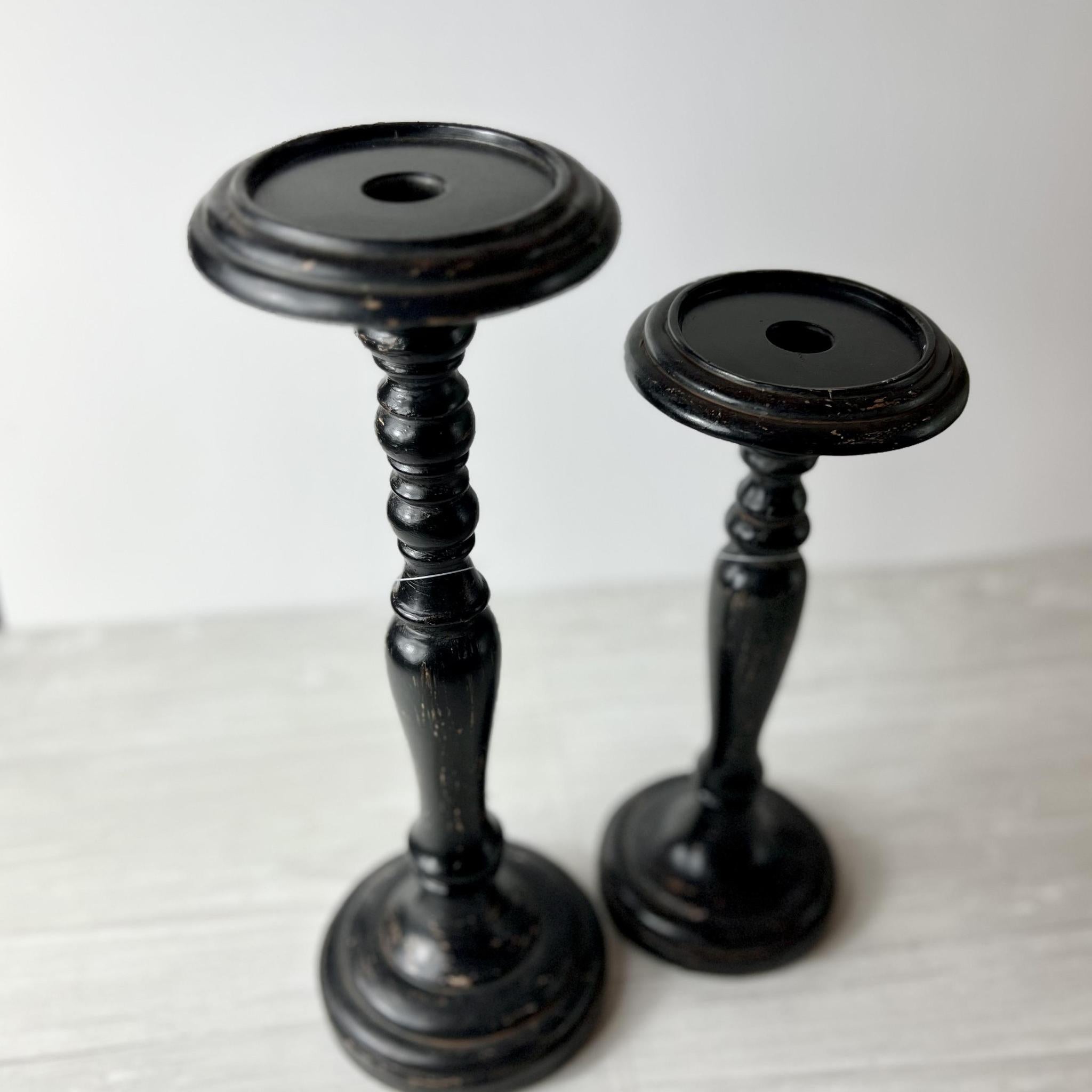 Distressed Black Candle Holder - Pillar or Taper