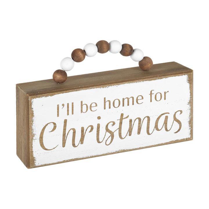 I'll Be Home Box Sign with Beads - 7"L