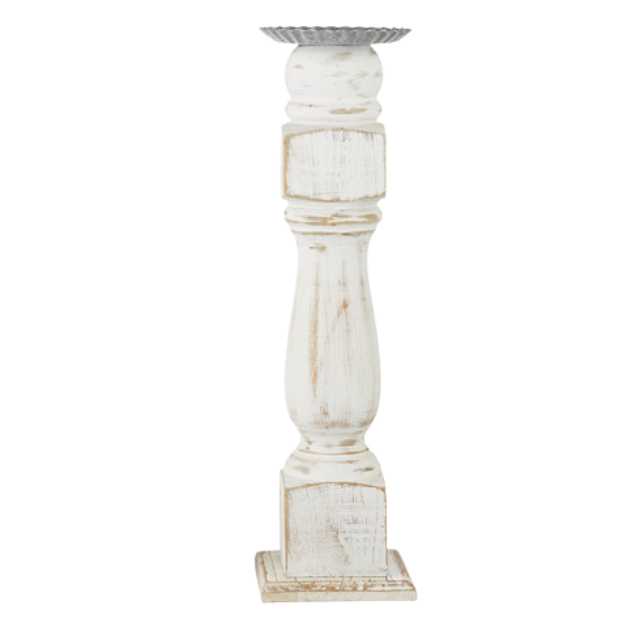 White Distressed Candle Holder