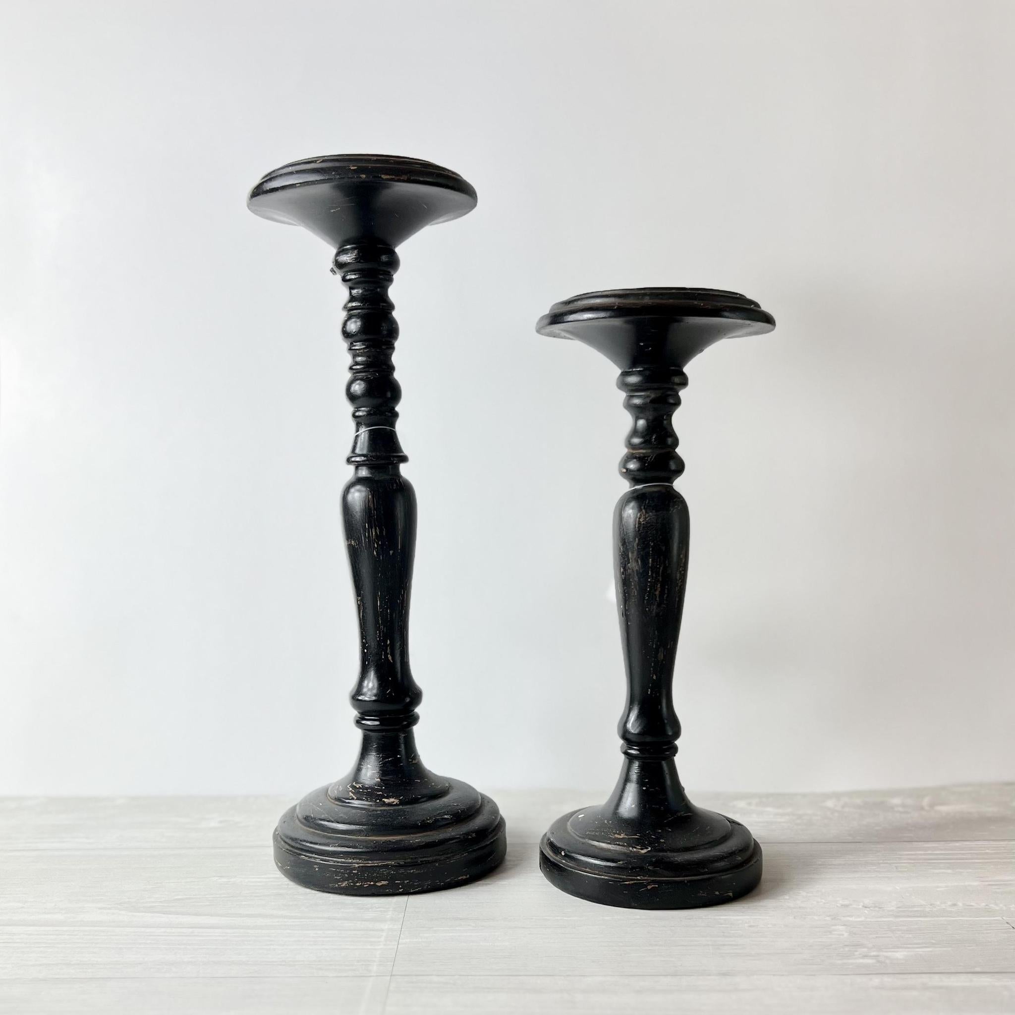 Distressed Black Candle Holder - Pillar or Taper