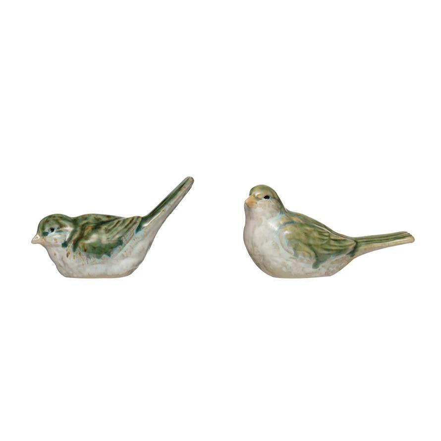 Green Stoneware Bird - 6"L