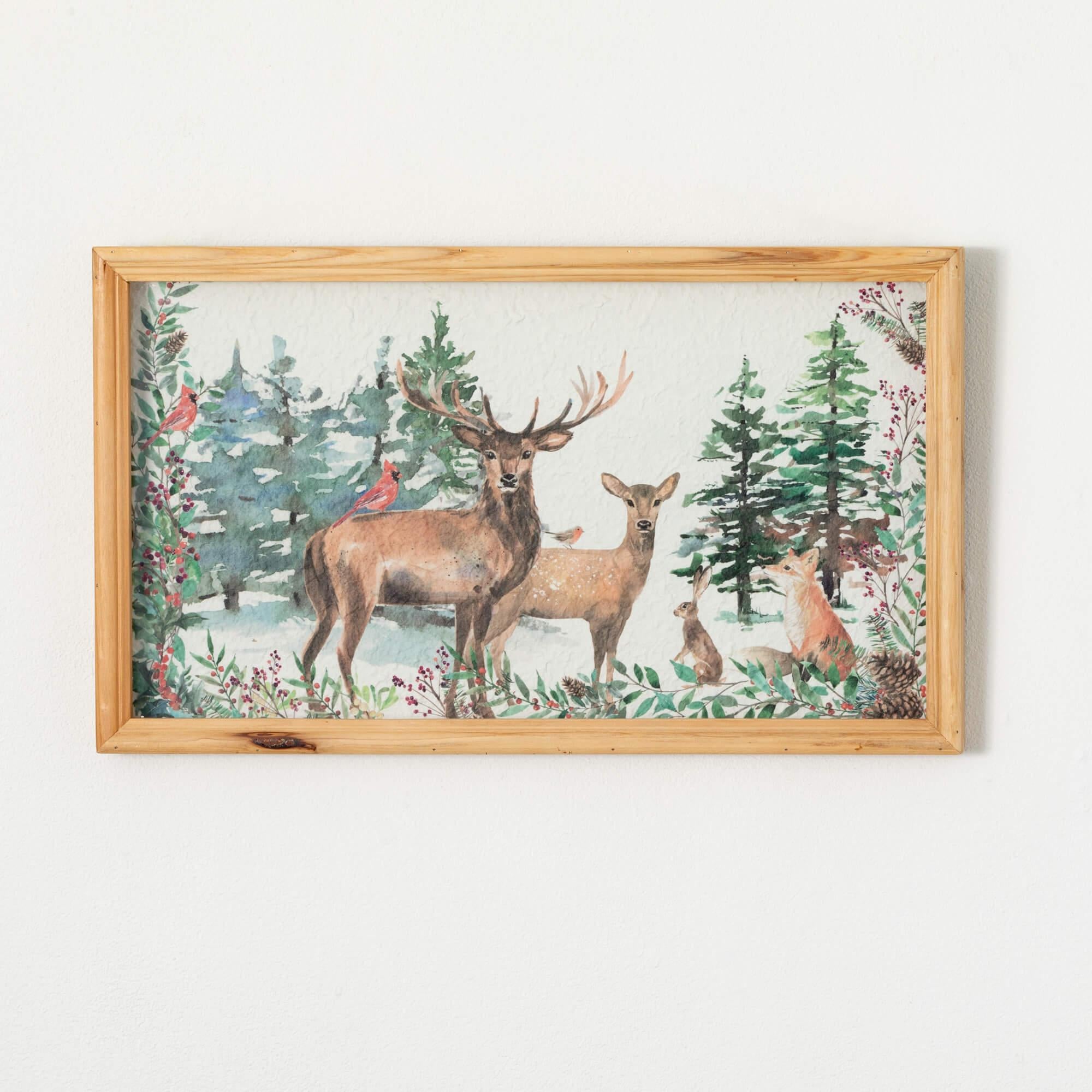 Deer Woodland Horizontal Wall Art - 24"L x 14"H