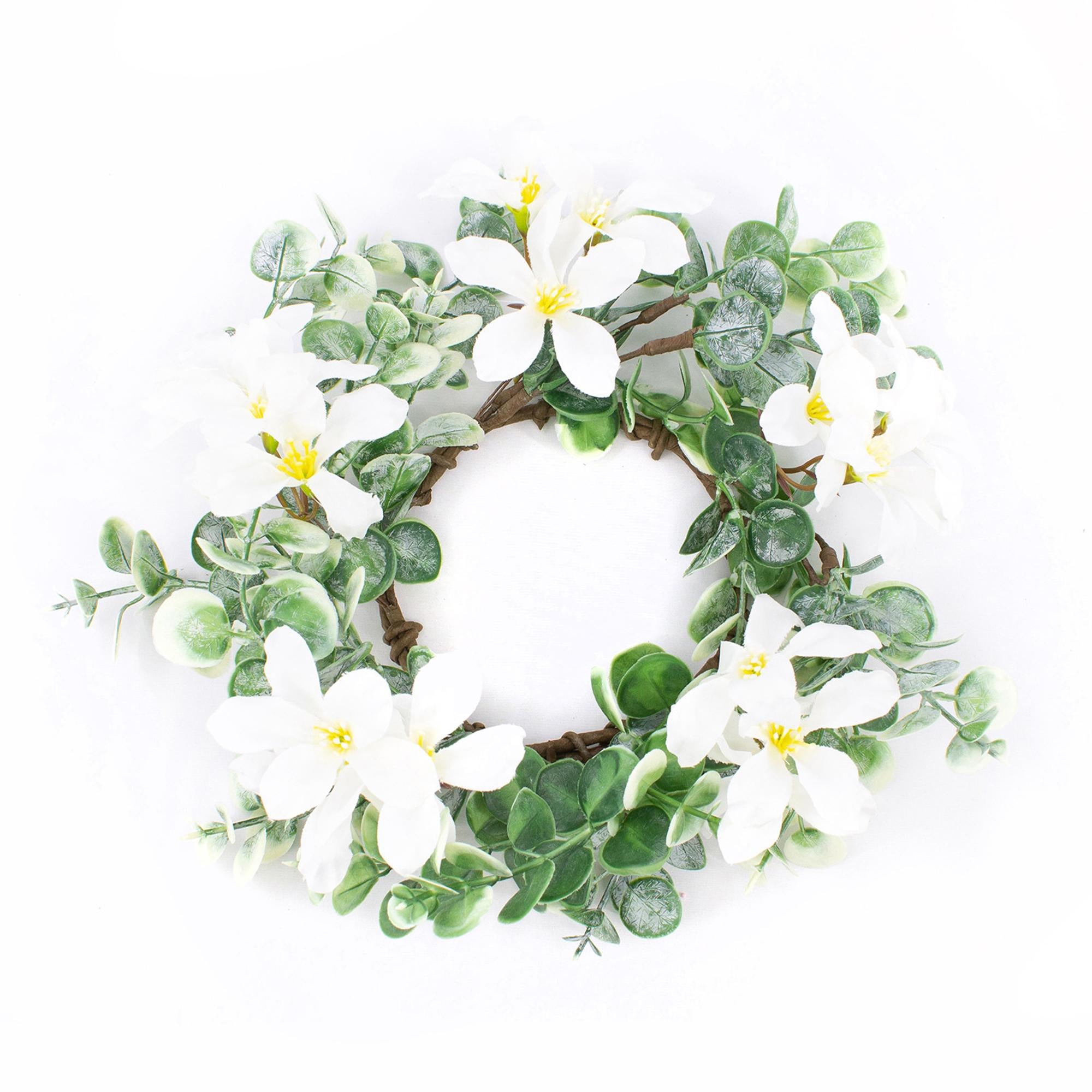 Succulent & Lily Candle Ring, 4.5"InDi