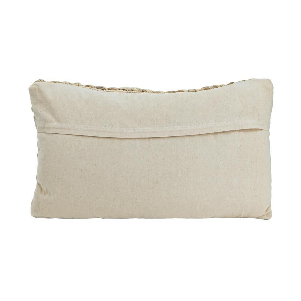 Cream Hand Woven Large Knit Pillow - 24"L x 14"H