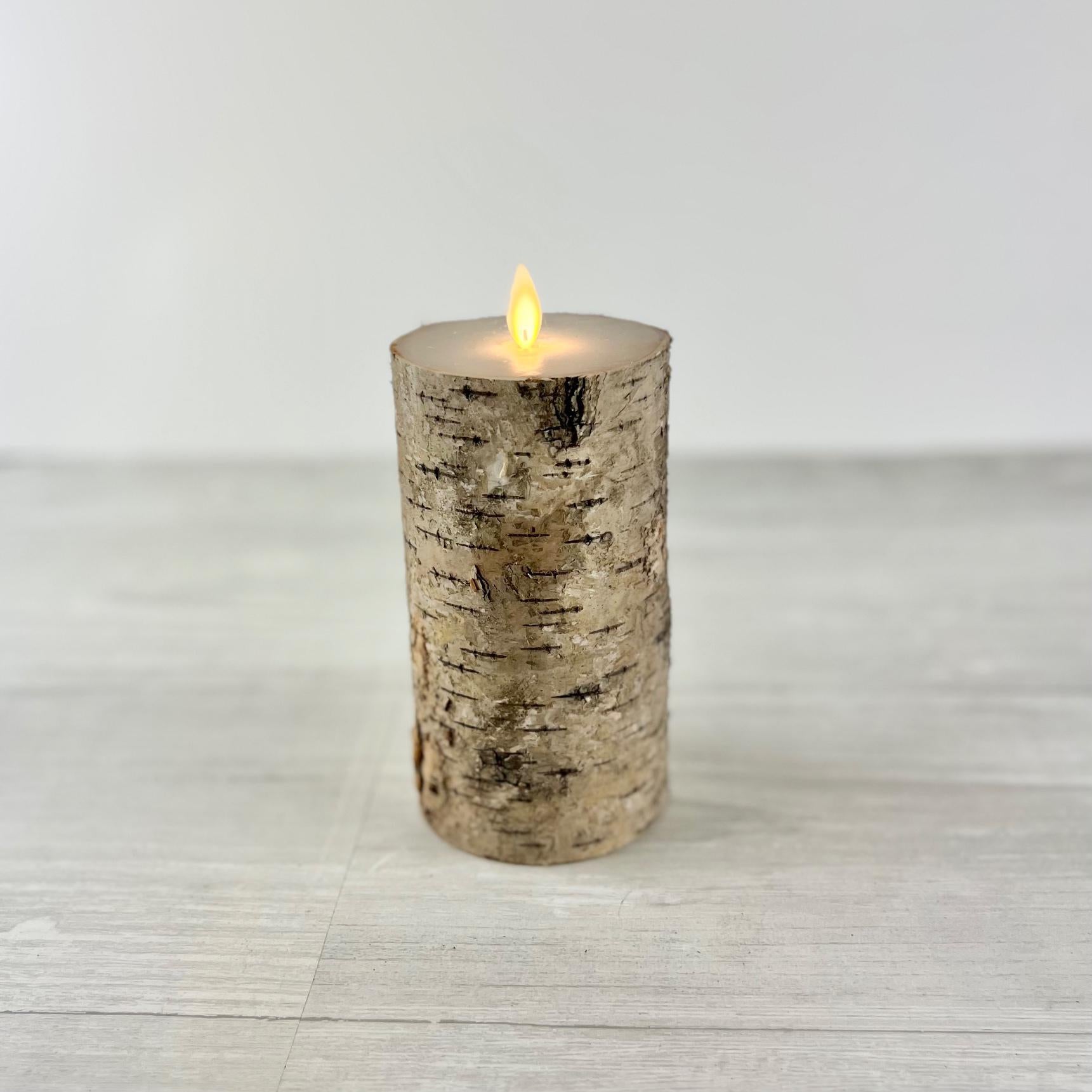 Birch Pillar LED Candle - Dark
