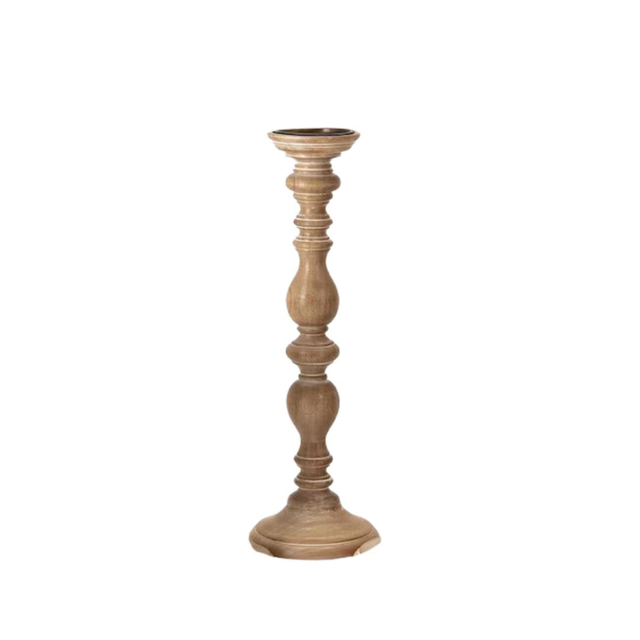 Natural Wood Pillar Candle Holder