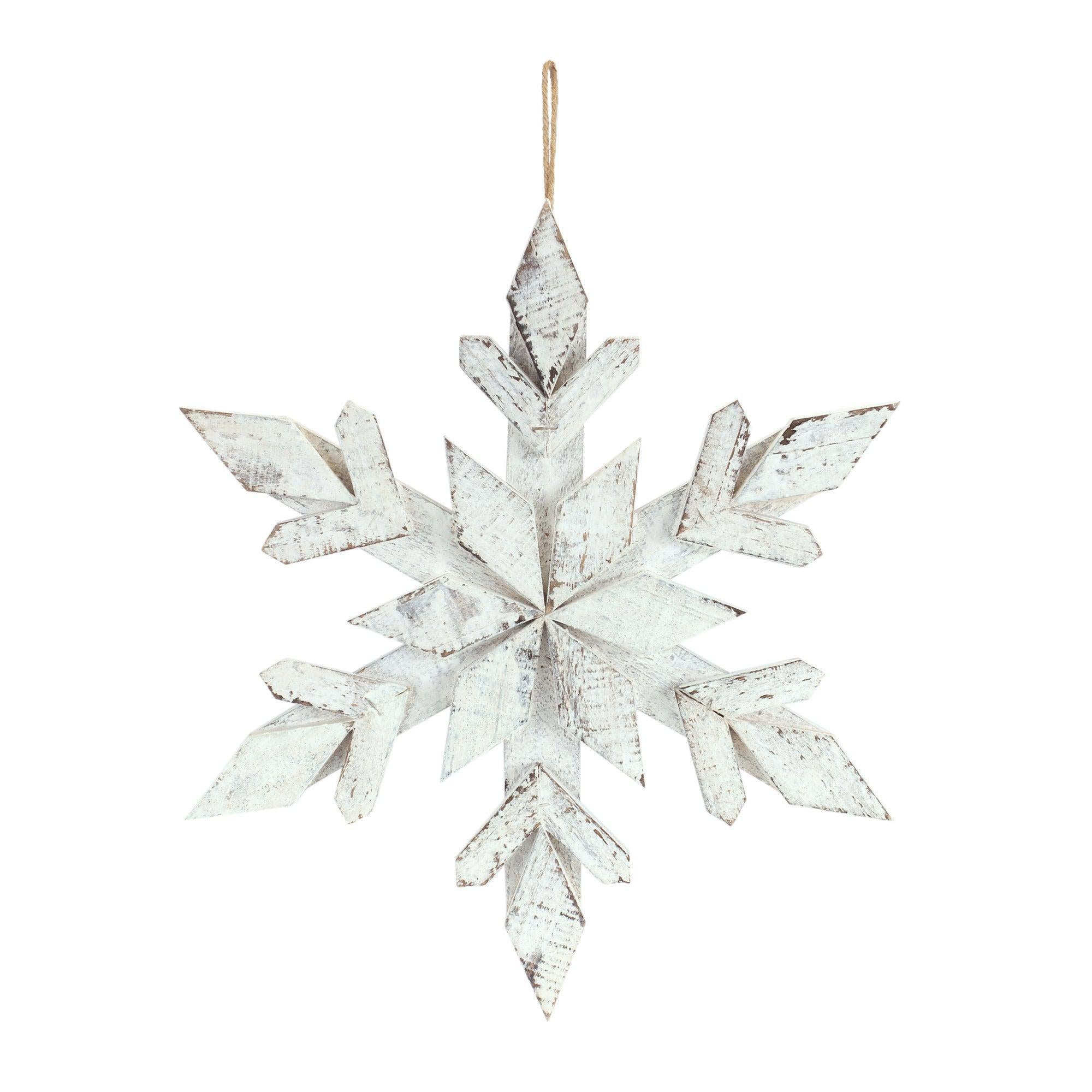 White Wooden Snowflake Ornament