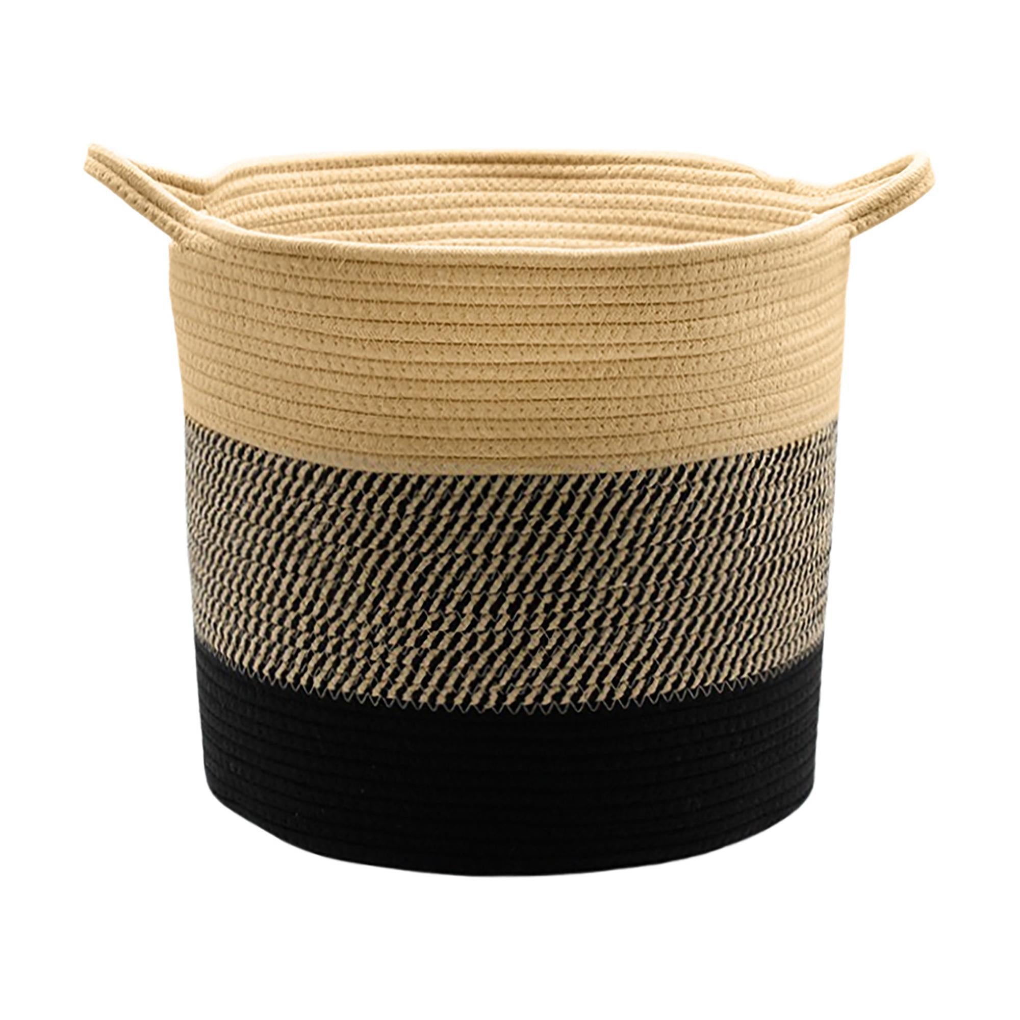 Woven Basket - Natural, Gray & Black - 15.75"Di