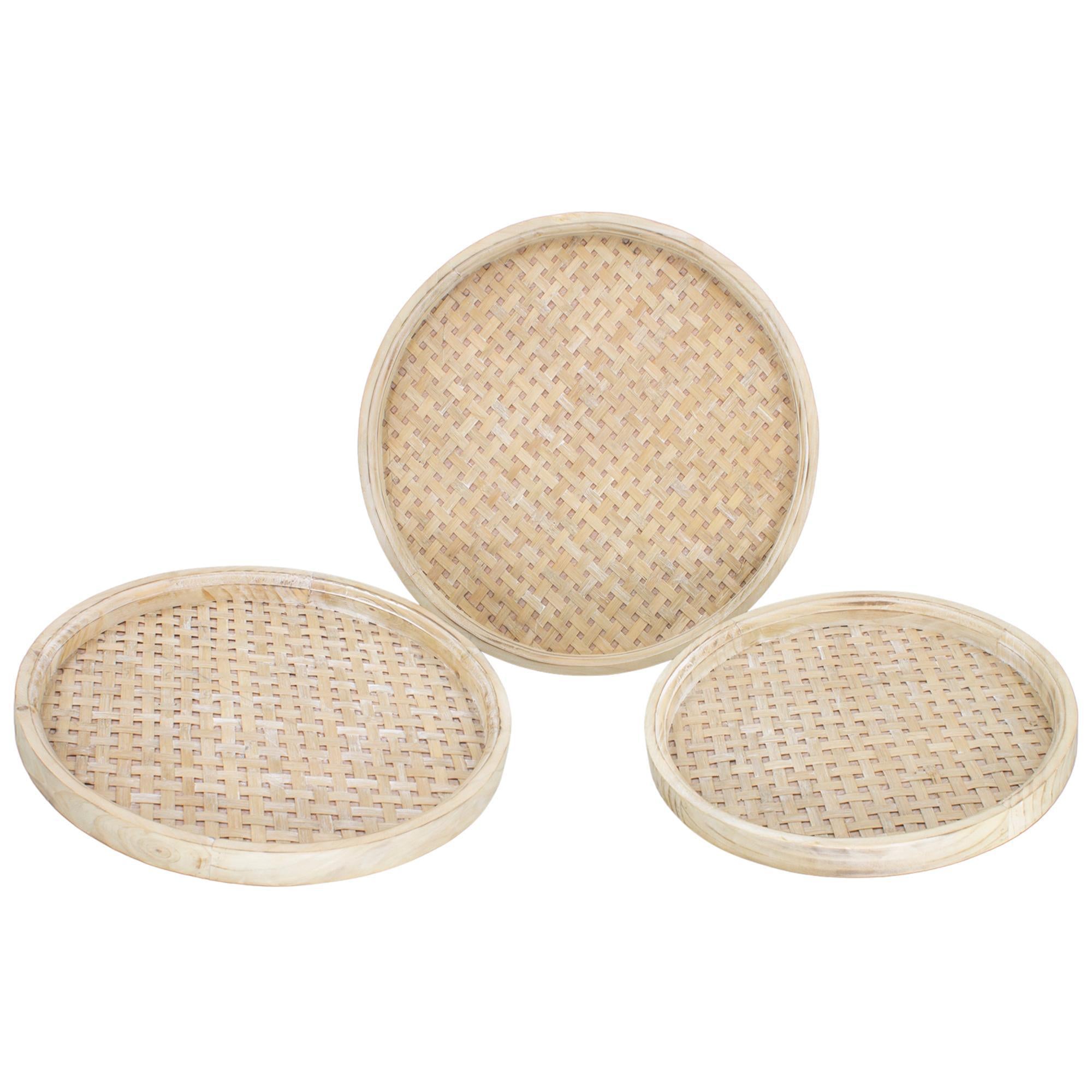 Rattan Bottom Wood Tray