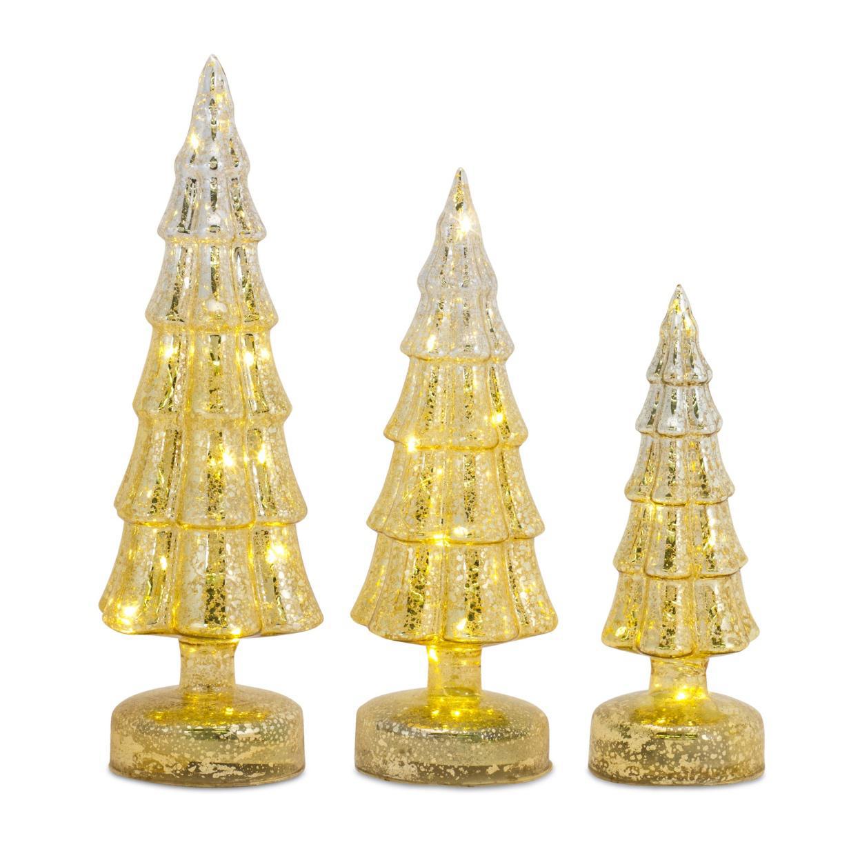 Gold Mercury Gradient Light-Up Glass Tree