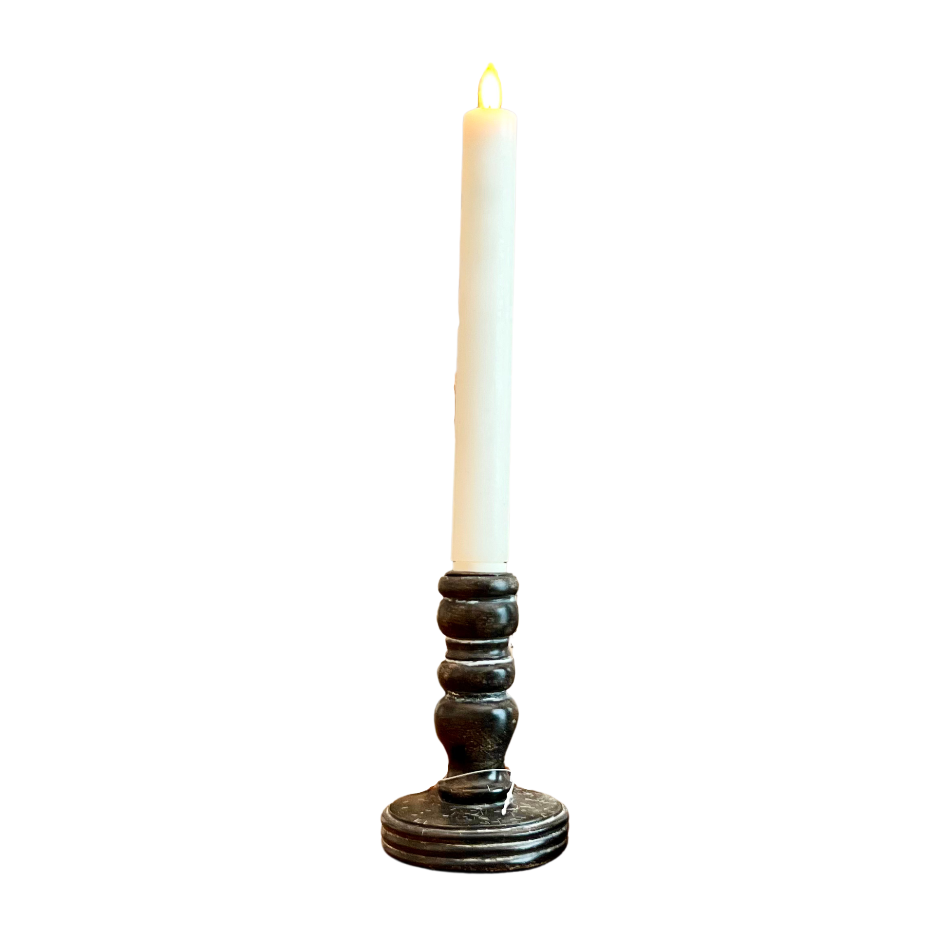 Black Turned Wood Taper Candle Holder