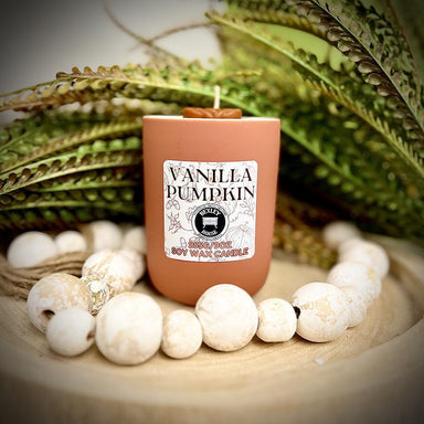 Vanilla Pumpkin 9oz candle with pumpkin shaped wax melt