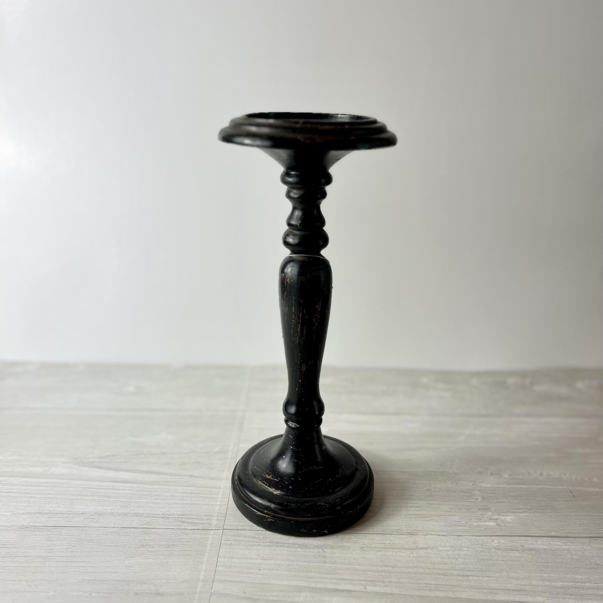 Distressed Black Candle Holder - Pillar or Taper