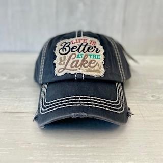 Life is Better at the Lake- Distressed Baseball Cap