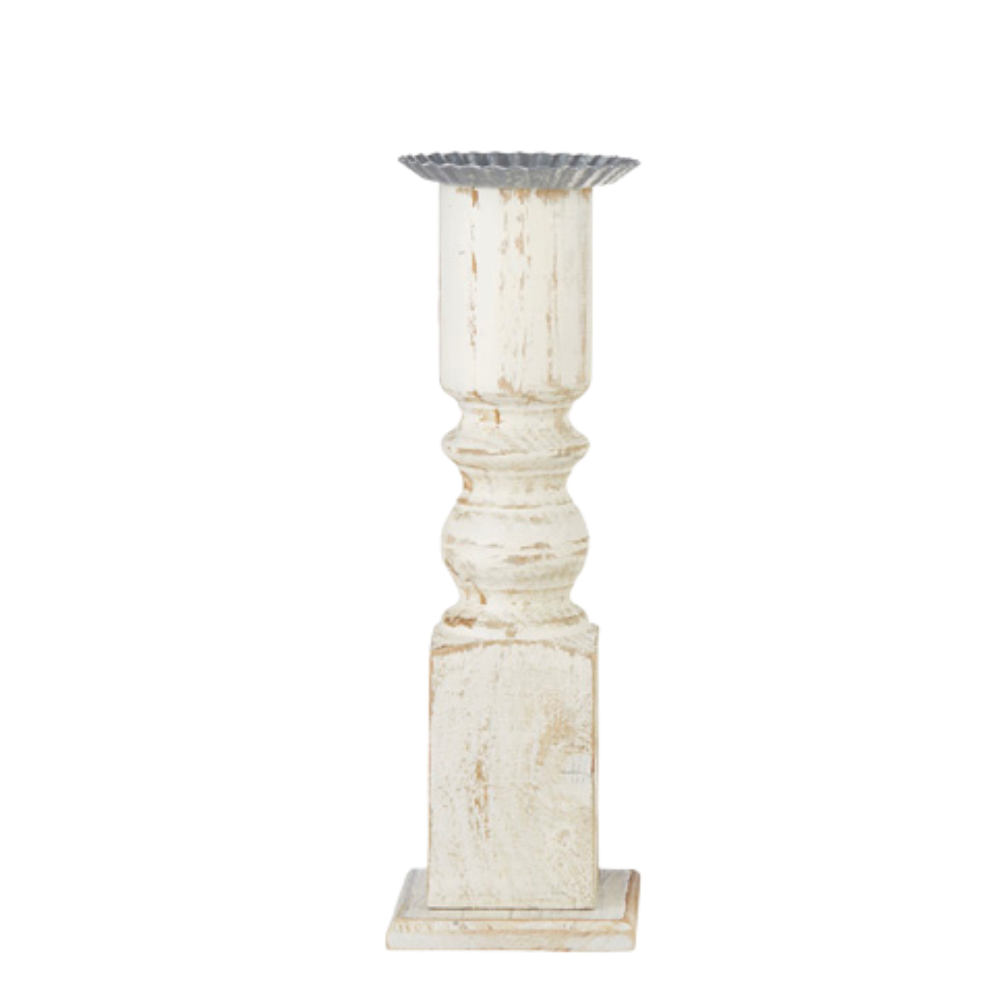 White Distressed Candle Holder