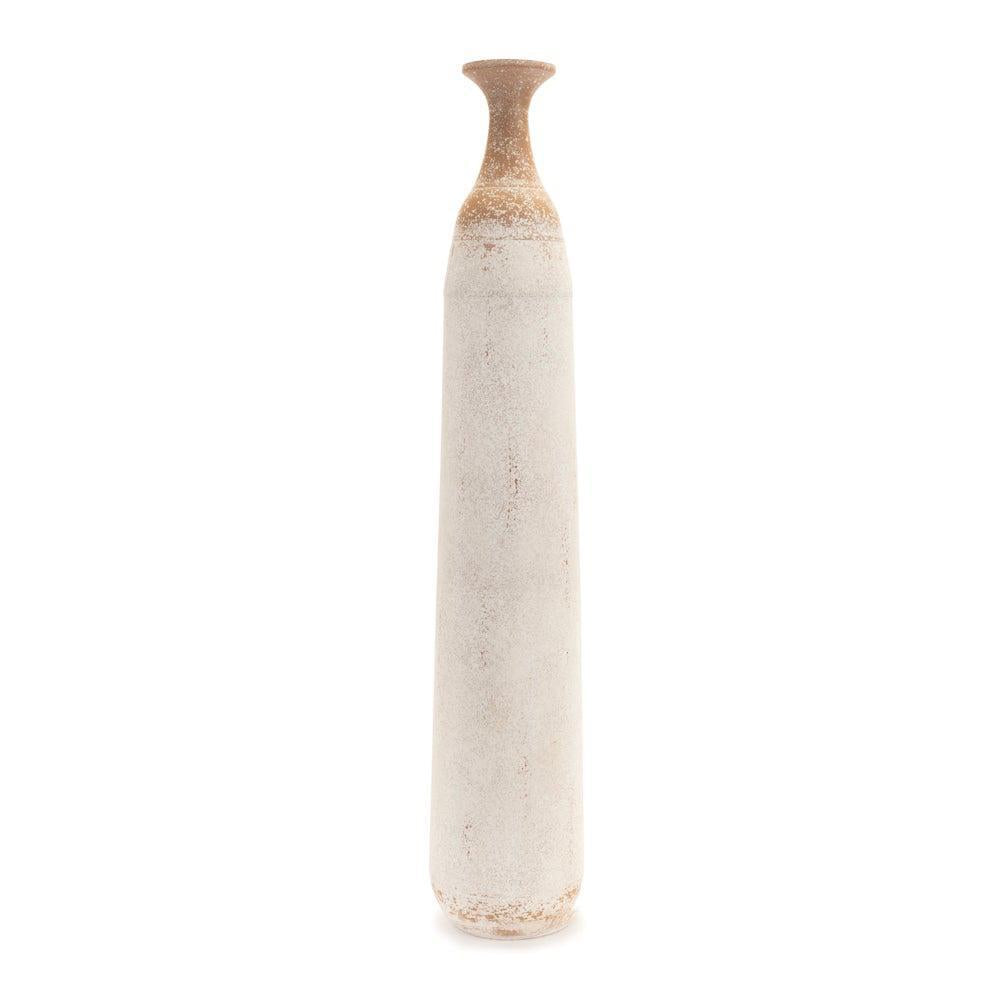 Distressed White Tall Metal Vase