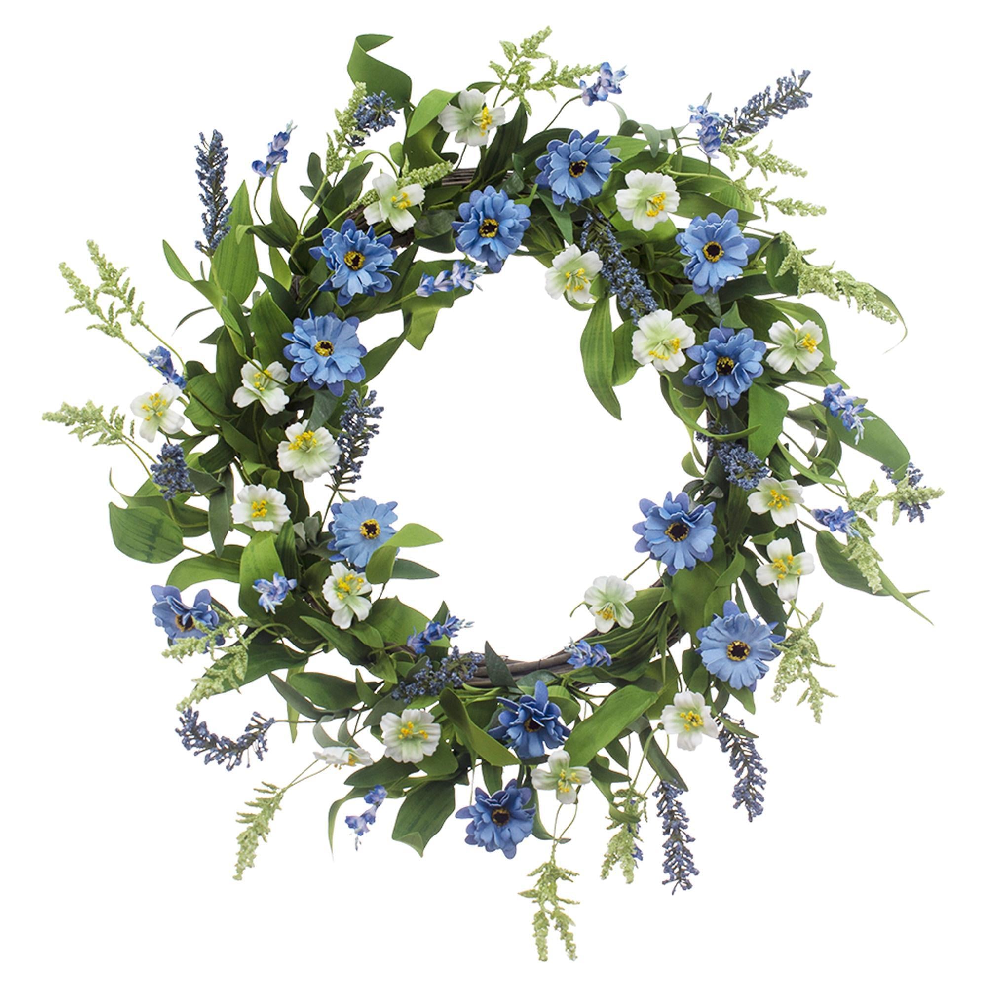 Blue, White & Sage Wreath - 9"InDi