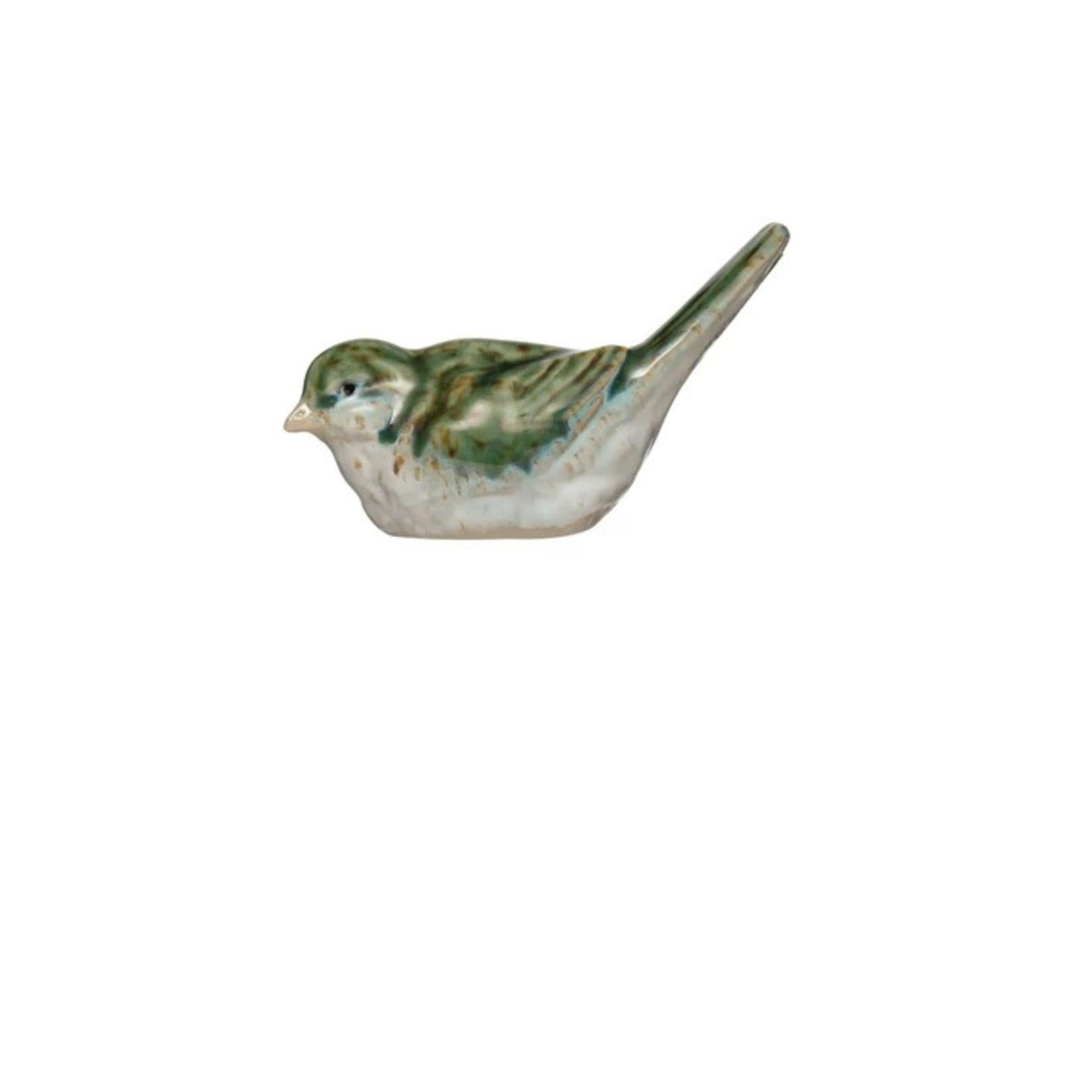 Green Stoneware Bird - 6"L