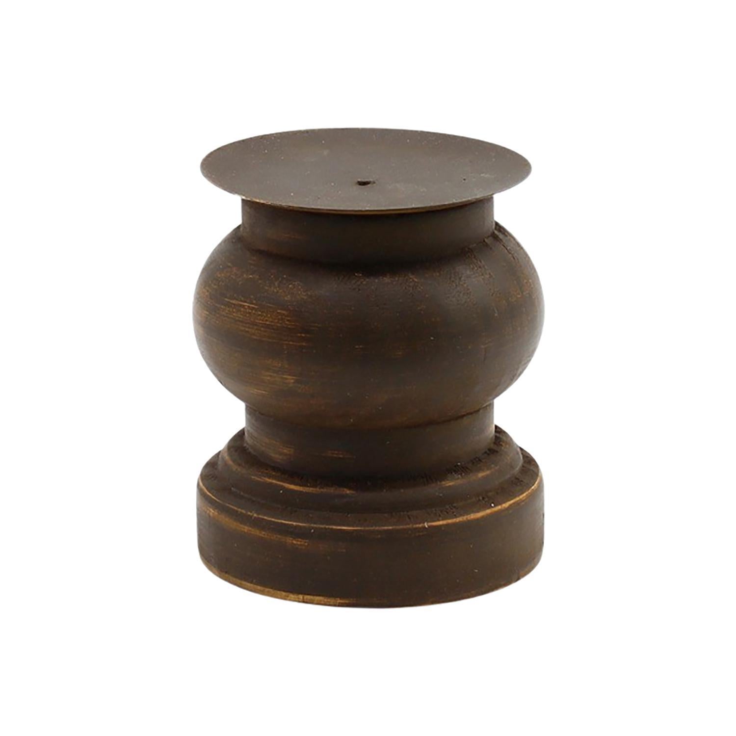Distressed Wood Pillar Candle Holder - 5.7"H