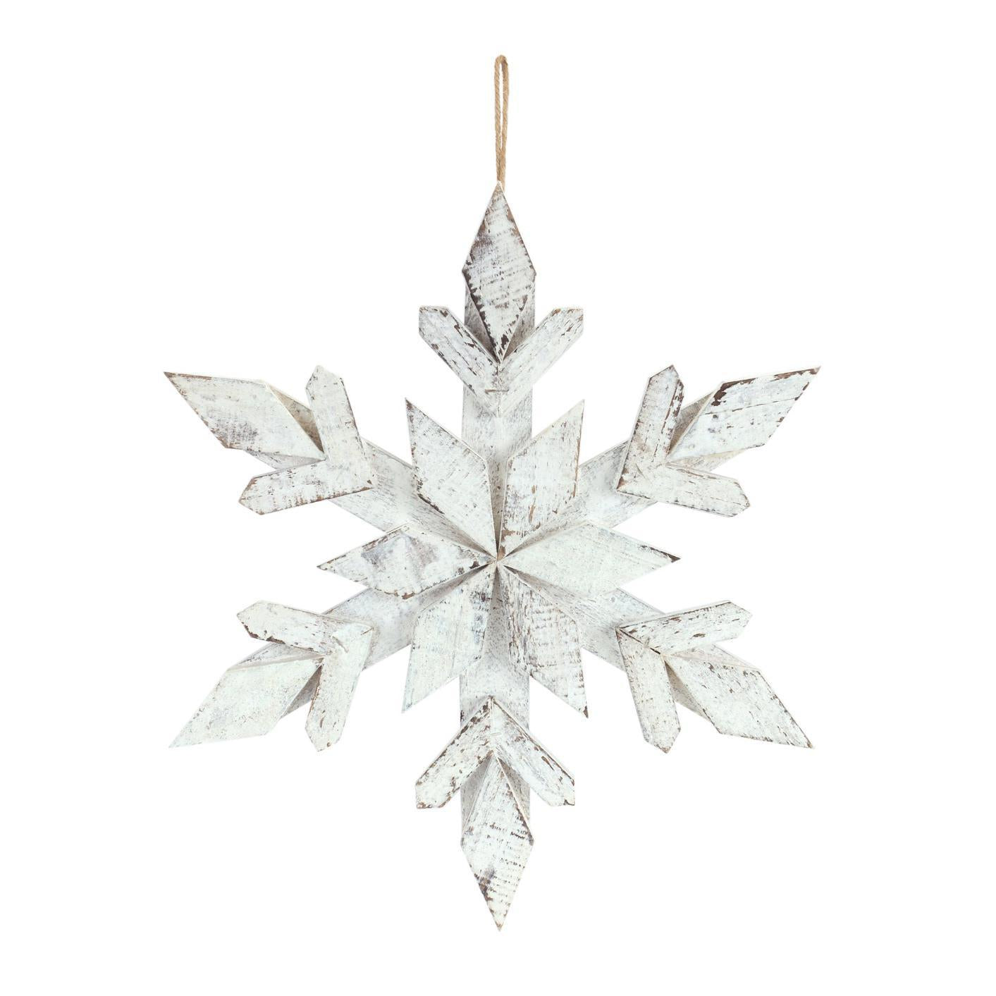 White Wooden Snowflake Ornament