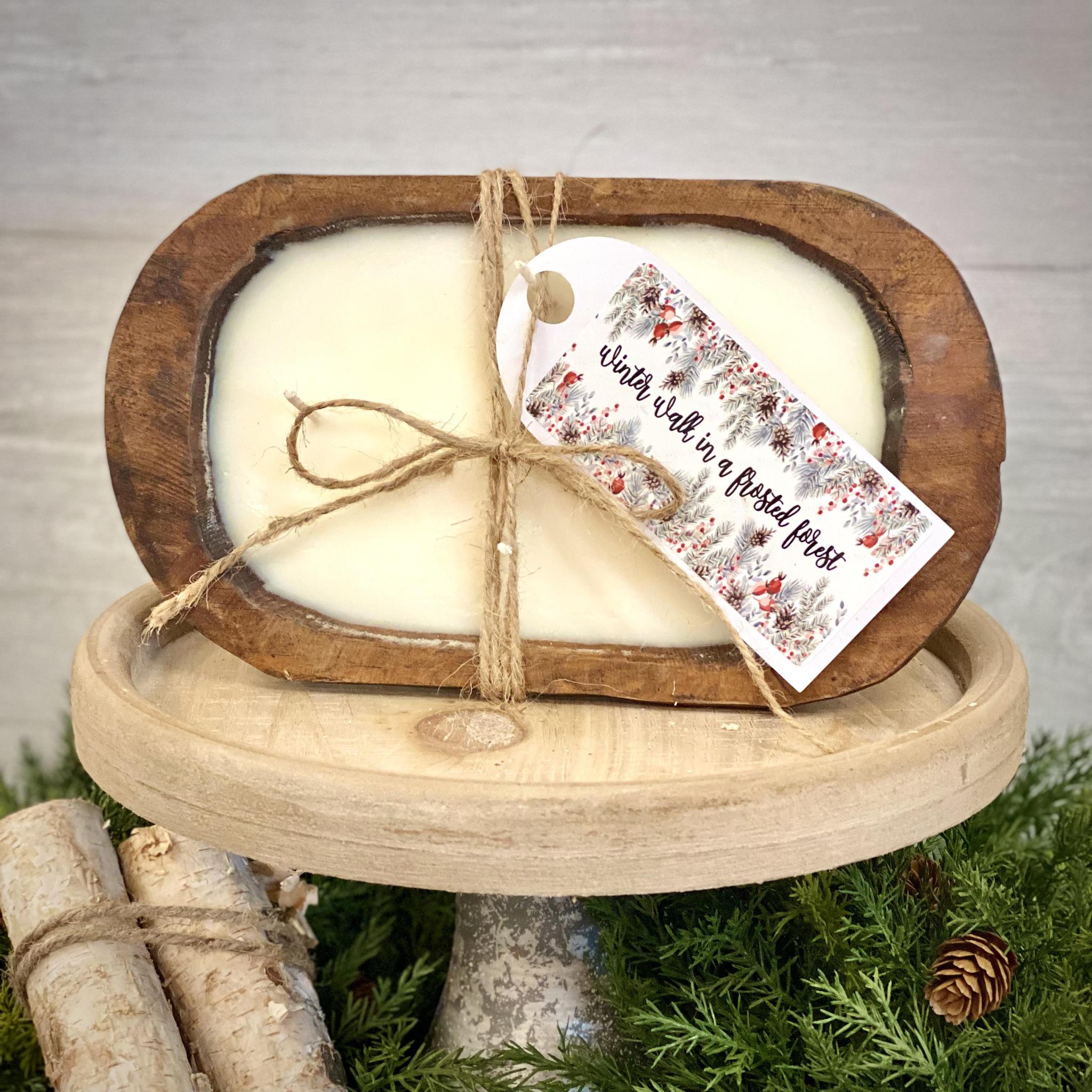 Bexley House Wood Bowl Candle - Winter Walk in a Frosted Forest