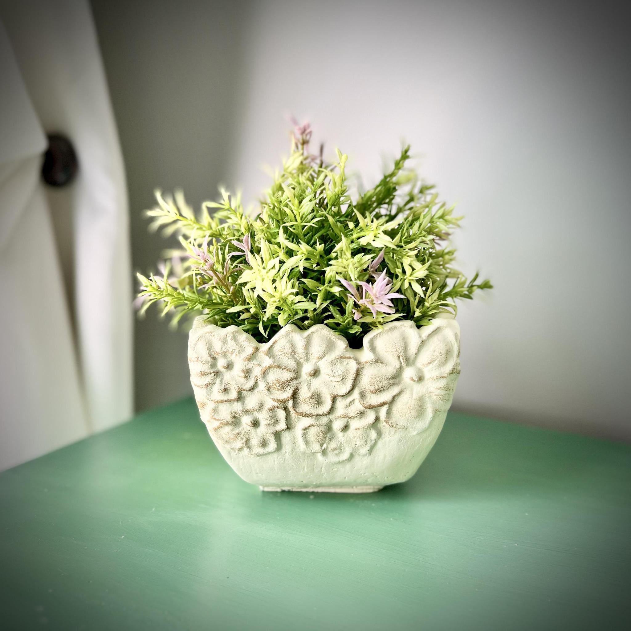 Flower Square Pot - 4.5"H