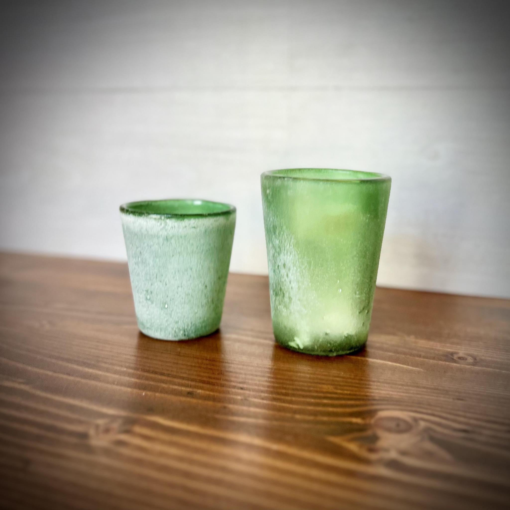 Verde Aged Glass Vase - 3"Di x 4"H