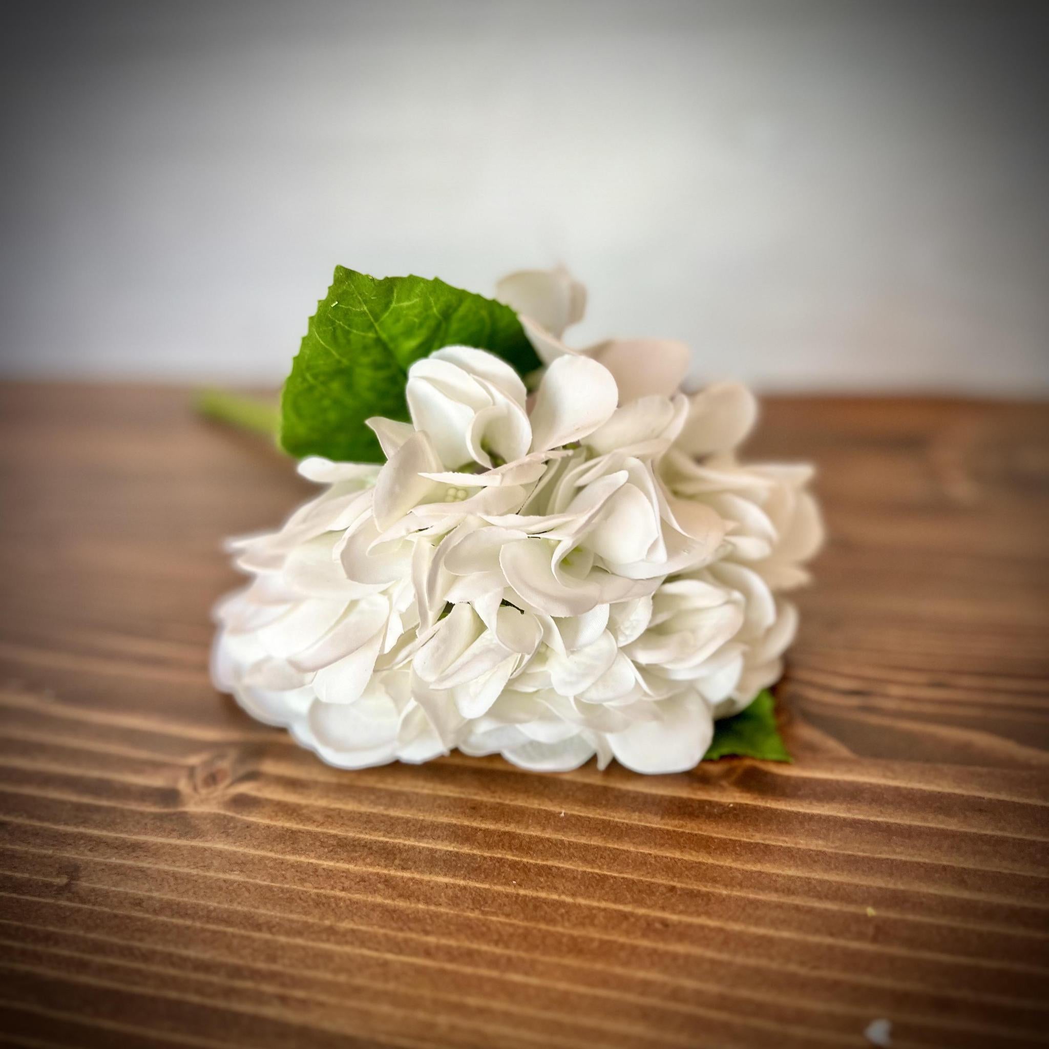 Real Touch White Hydrangea Stem - 13"H